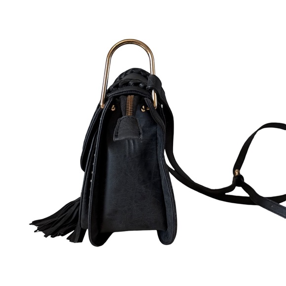 Antik Kraft Tom Clovers Black Tassel Saddlebag Crossbody Bag - Picture 2 of 13